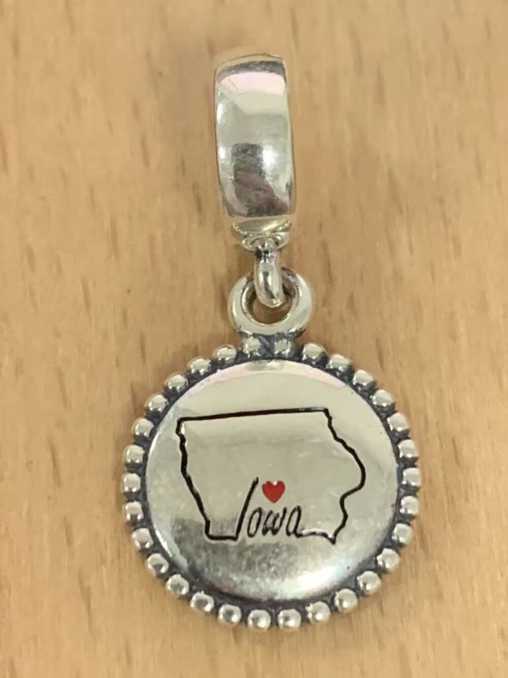 Pandora Iowa State Heart Charm, Mixed Enamel Pendant, S925 Silver Bracelets